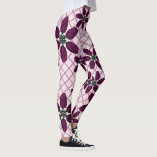 Dunkles Lila-Rosenmuster — Elegante Pflaumenflora Leggings