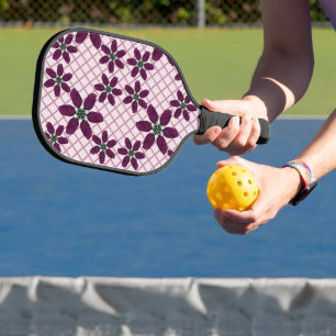 Dunkles Lila-Rosenmuster — Elegante Pflaumenflora Pickleball Schläger