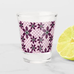 Dunkles Lila-Rosenmuster — Elegante Pflaumenflora Schnapsglas