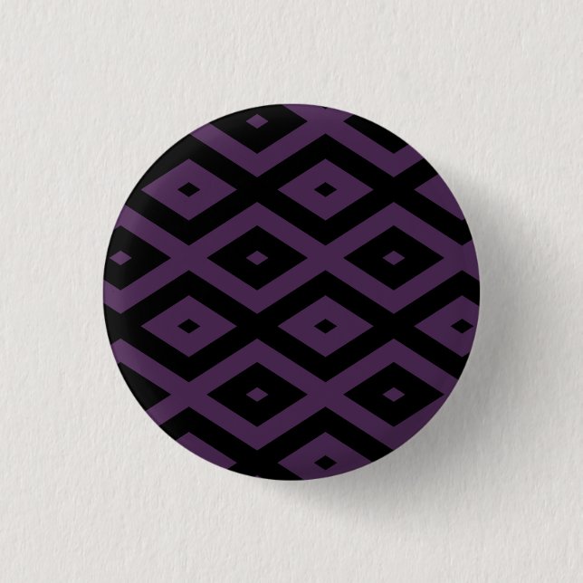 Dunkles lila und schwarzes Diamantmuster Button (Vorderseite)