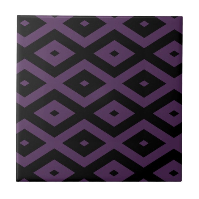 Dunkles lila und schwarzes Diamantmuster Fliese (Vorderseite)