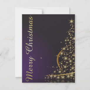 Dunkles lila Weihnachtsmotiv mit goldenem Weihnach Einladung