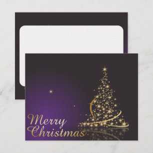 Dunkles lila Weihnachtsmotiv mit goldenem Weihnach Einladung