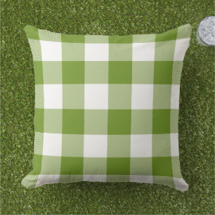 Dunkles Limette und Weiß Gingham Karo Büffel Karom Kissen