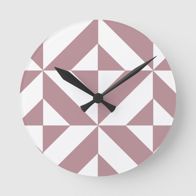 Dunkles malvenfarbenes geometrisches runde wanduhr (Vorderseite)
