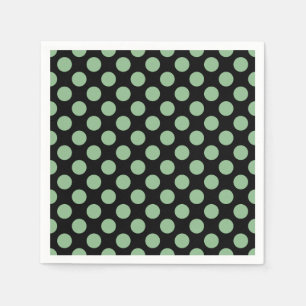 Dunkles Meeresgrün auf schwarzen Polka-Dots-Papier Serviette