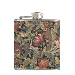 Dunkles, melancholisches, vintage-blumiges botanis flachmann