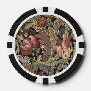 Dunkles, melancholisches, vintage-blumiges botanis pokerchips