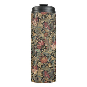 Dunkles, melancholisches, vintage-blumiges botanis thermosbecher