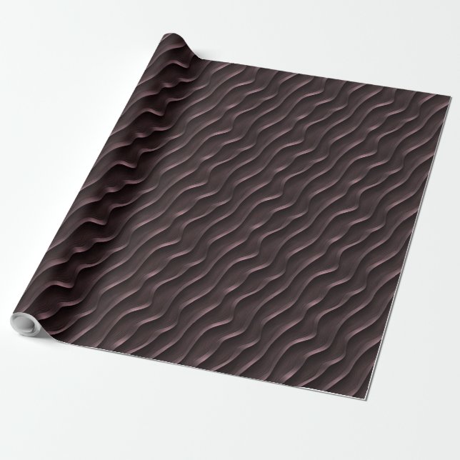 Dunkles Minimalistisches Muster für Wavy Lines Geschenkpapier (Ungerollt)