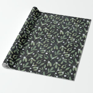 Dunkles Mistletoe Wrapping Paper Geschenkpapier