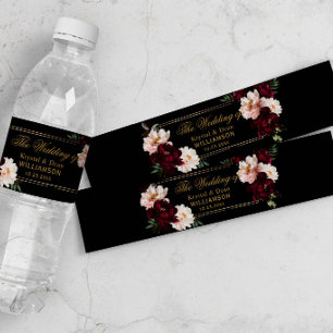 Dunkles Moody Burgunderrot Schwarze Florale Hochze