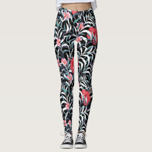 Dunkles Muster mit Blume Leggings