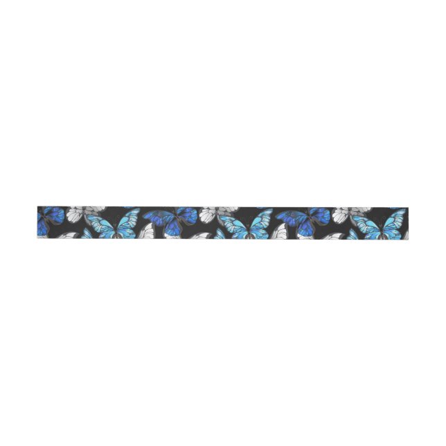 Dunkles Nahtloses Muster mit blauen Schmetterlinge (Person)