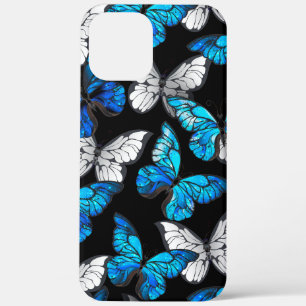 Dunkles Nahtloses Muster mit blauen Schmetterlinge Case-Mate iPhone Hülle