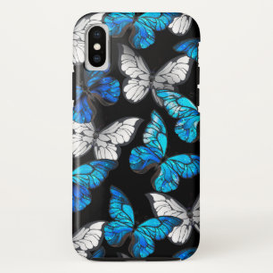 Dunkles Nahtloses Muster mit blauen Schmetterlinge Case-Mate iPhone Hülle