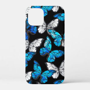 Dunkles Nahtloses Muster mit blauen Schmetterlinge Case-Mate iPhone Hülle