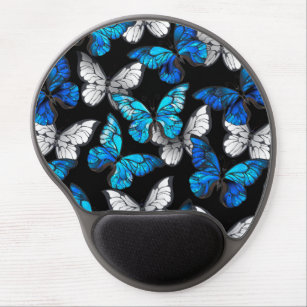 Dunkles Nahtloses Muster mit blauen Schmetterlinge Gel Mousepad