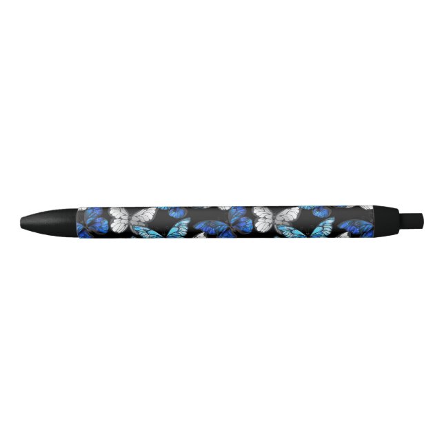 Dunkles Nahtloses Muster mit blauen Schmetterlinge Kugelschreiber (Vorderseite)