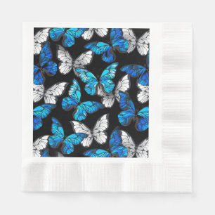 Dunkles Nahtloses Muster mit blauen Schmetterlinge Serviette