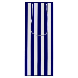Dunkles Navy Blau und Weiß Streifen Geschenktüte Für Weinflaschen