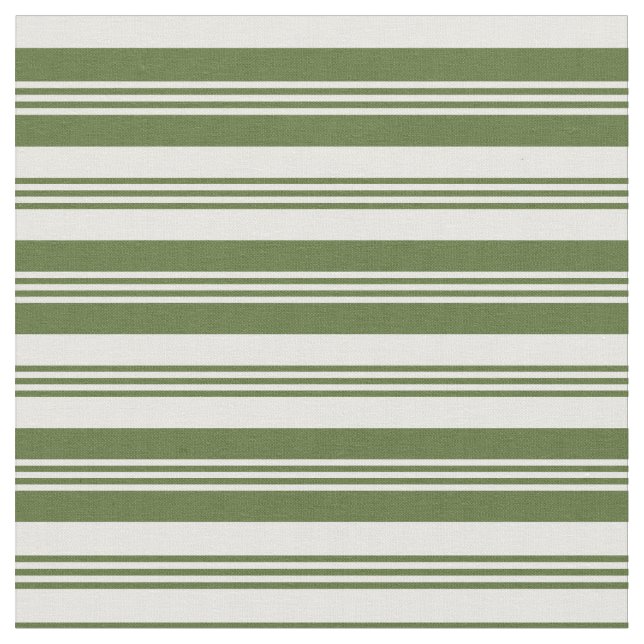 Dunkles Olive Green & White Muster Stoff (Nahaufnahme)