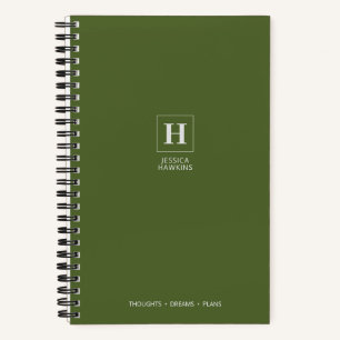 Dunkles Olivgrün Klassisches Monogramm Notizbuch