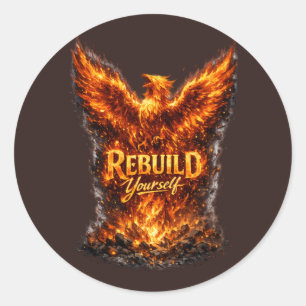 Dunkles Phoenix-Motivationsdesign Runder Aufkleber