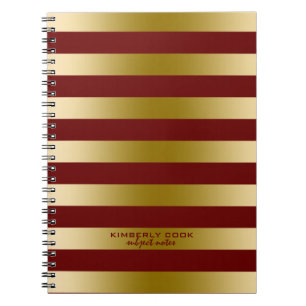 Dunkles Red & Gold Streifen Muster Notizblock