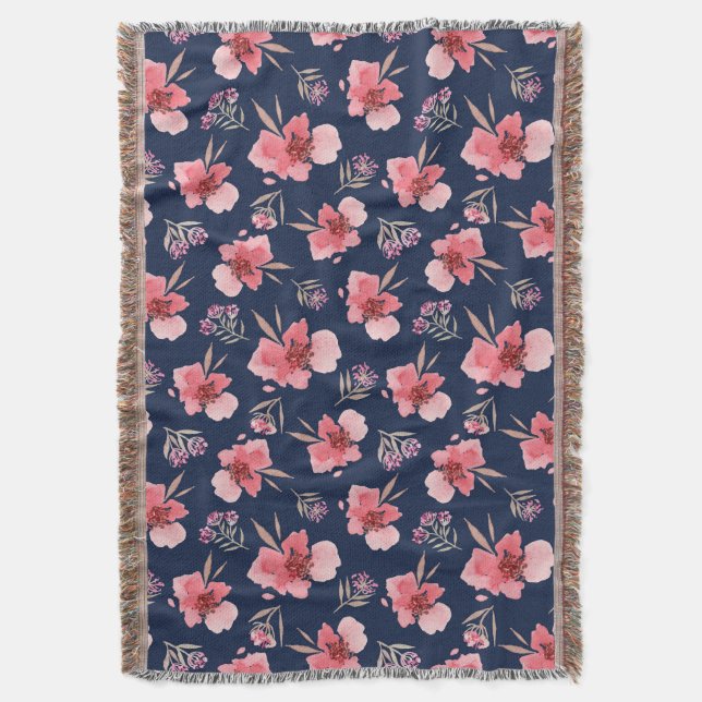 Dunkles rosa Aquarell-Muster Decke (Vorderseite Vertikal)