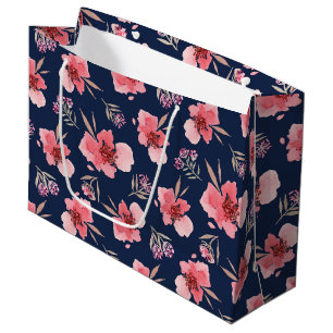 Dunkles rosa Aquarell-Muster Große Geschenktüte