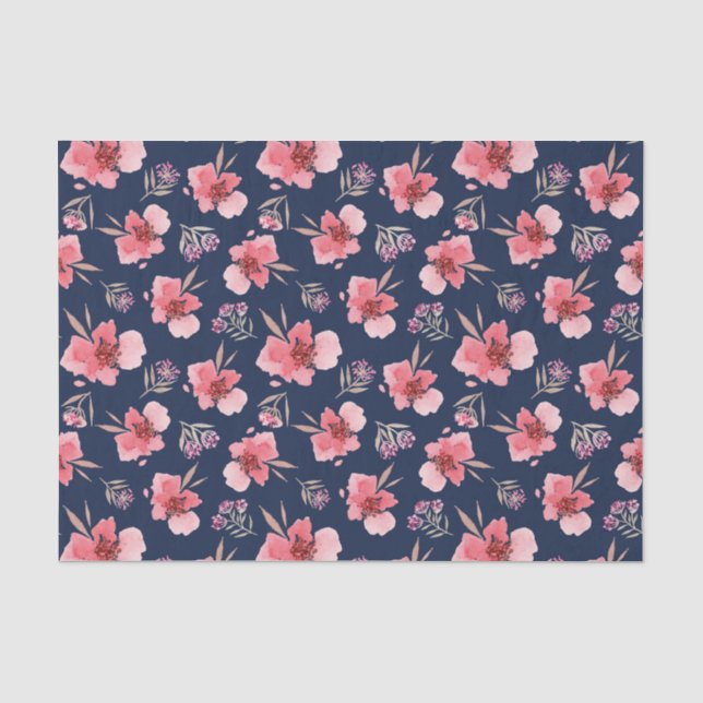 Dunkles rosa Aquarell-Muster Seidenpapier (Vorderseite)