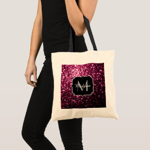 Dunkles Rosa falscher glänzender Glitter Funkeln M Tragetasche