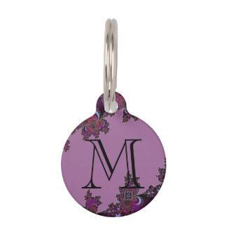 Dunkles rosa keltisches Fraktal Design Haustiermarke