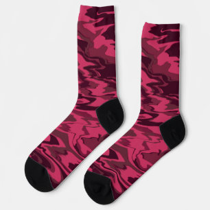 Dunkles Rosa Wellenförmiges Flüssigkeitsmuster Socken