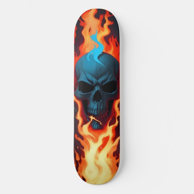 Dunkles Schädelfeuer 3 Skateboard (Vorderseite)