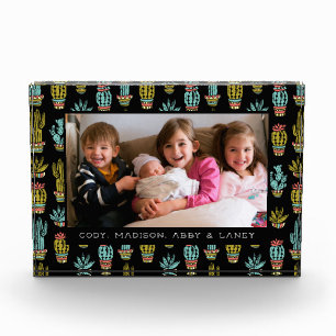 Dunkles Schmutz-Kaktus-Muster Fotoblock