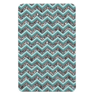 Dunkles Schneidglas und Aquamariner Zigzag Magnet