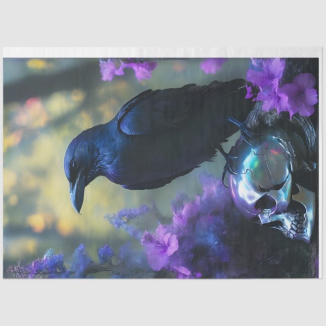 Dunkles Skull Raven Tissue Paper Seidenpapier (Vorderseite)