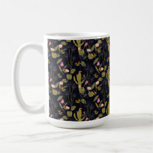 Dunkles Sommer-Nachtkaktus-Muster Kaffeetasse
