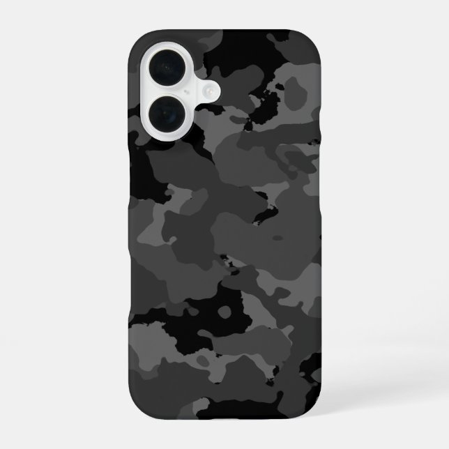 Dunkles Tarnmuster iPhone 16 Hülle (Rückseite)