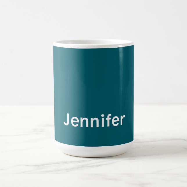 Dunkles Teal-Trendy-Modern-Minimalist Ihr Name Kaffeetasse (Mittel)