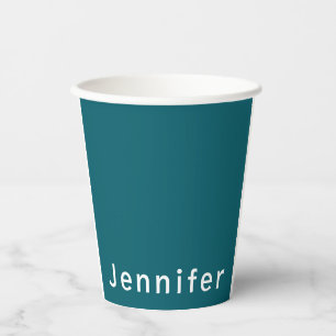 Dunkles Teal-Trendy-Modern-Minimalist Ihr Name Pappbecher