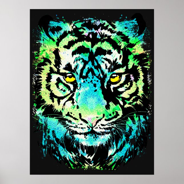Dunkles Tiger Poster - farbenfrohe Tiger Eyes (Vorne)