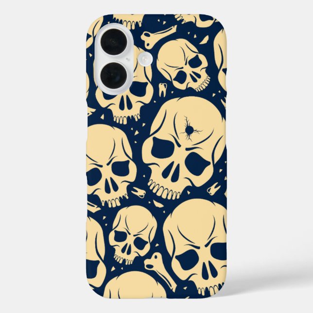 Dunkles Totenkopf-Muster  iPhone 16 Hülle (Rückseite)