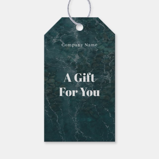 Dunkles Türkis-Ozean-Thema Geschenkanhänger (Vorderseite)