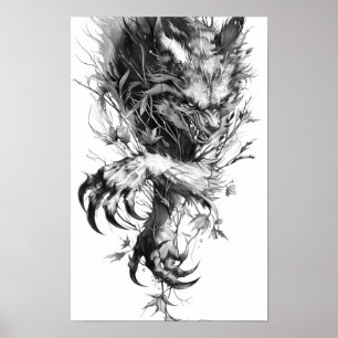 Dunkles und unheimliches Beängstigendes Tiermonste Poster