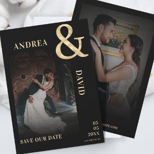 Dunkles verblasstes Foto Gold Ampere und Hochzeits Save The Date