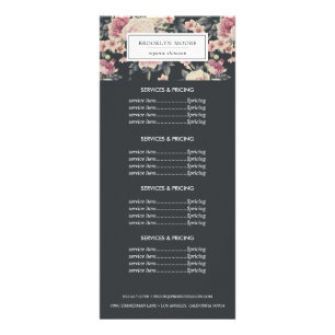 Dunkles Vintage-Blumen-Logo   Preisgestaltungsdien Werbekarte