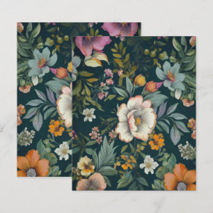 Dunkles Vintages Blumenmuster Papier Stationär